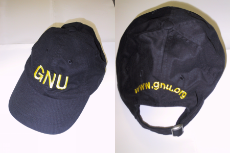 Baseball cap inscribed with 'GNU'